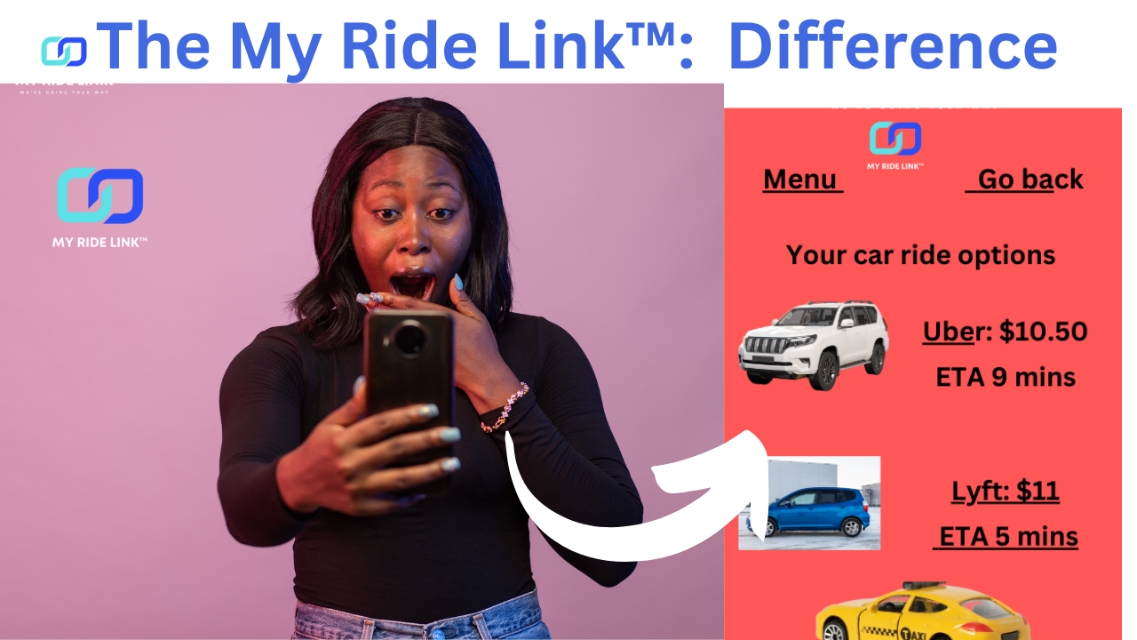 image of lady looking at her cellphone, and image of services available